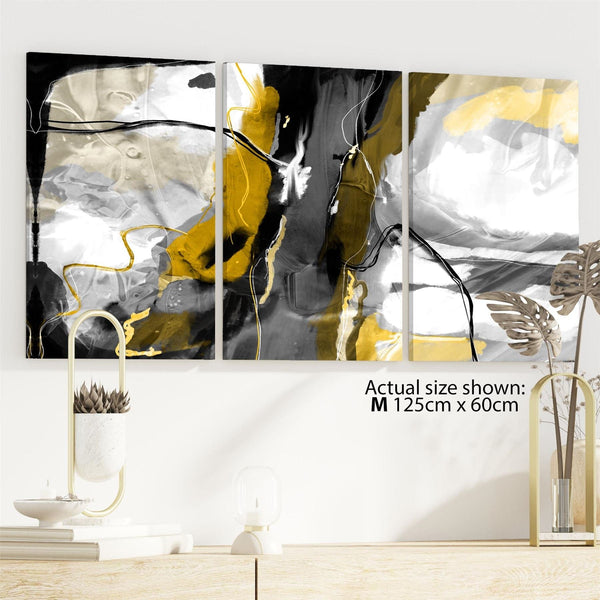 Abstract Mustard Grey Illustration Framed Art Pictures