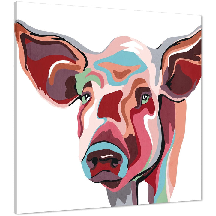 Pig Canvas Art Pictures - Multicoloured - 1s692S
