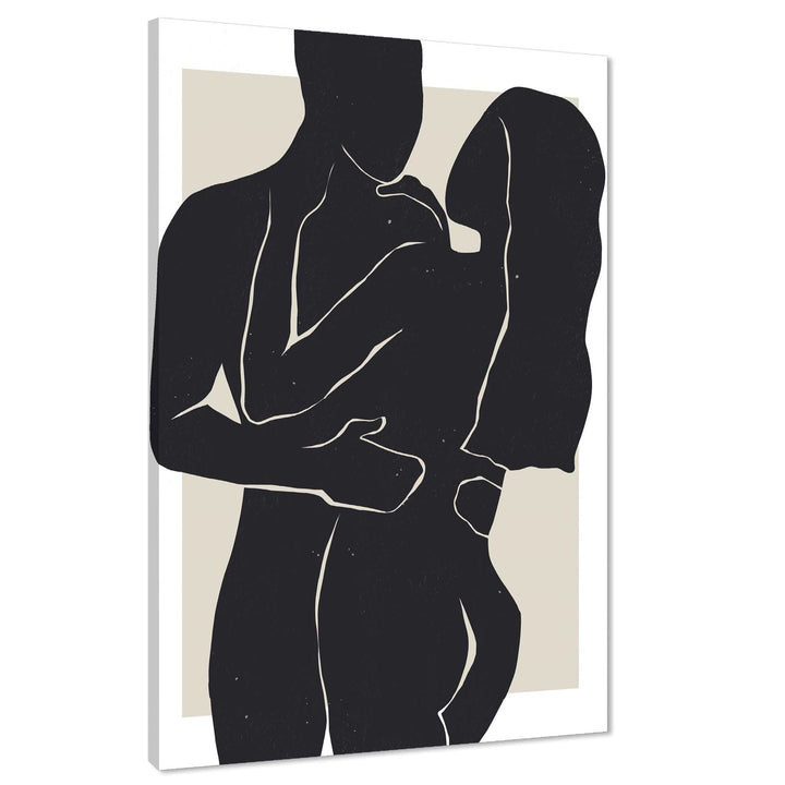 Abstract Black and White Lovers Bedroom Couple Canvas Art Pictures - 1RP709M
