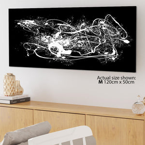 Abstract Black and White Pollock Inspired Style Framed Wall Art Picture