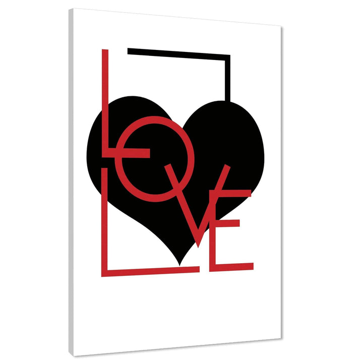 Love Heart Word Art - Typography Canvas Print Red Black - 1RP1495M