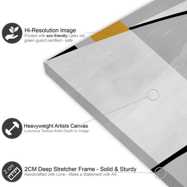 Abstract Mustard Yellow Grey Painting Canvas Art Pictures