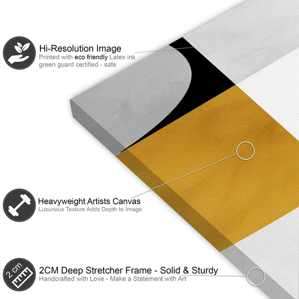 Abstract Mustard Yellow Grey Painting Canvas Art Pictures