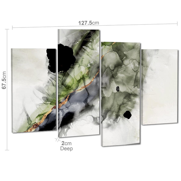 Abstract Lime Green Grey Painting Canvas Wall Art Print