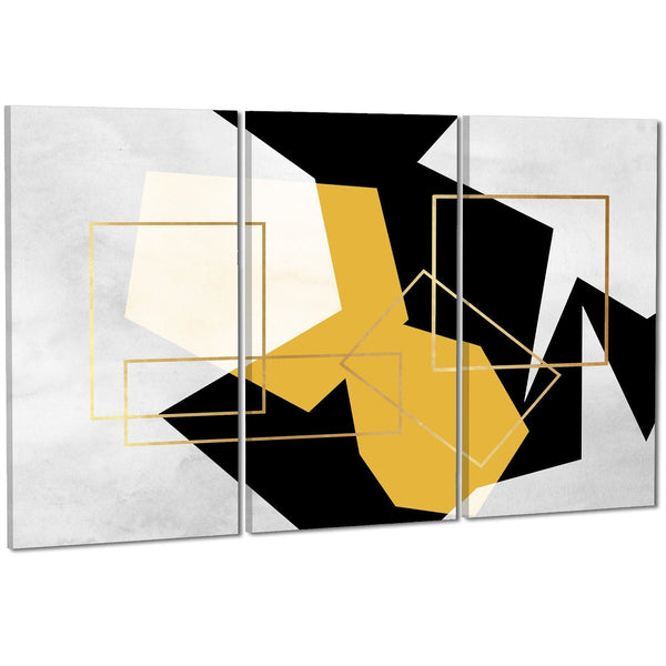 Mustard Yellow Black Geometric Canvas Art Pictures