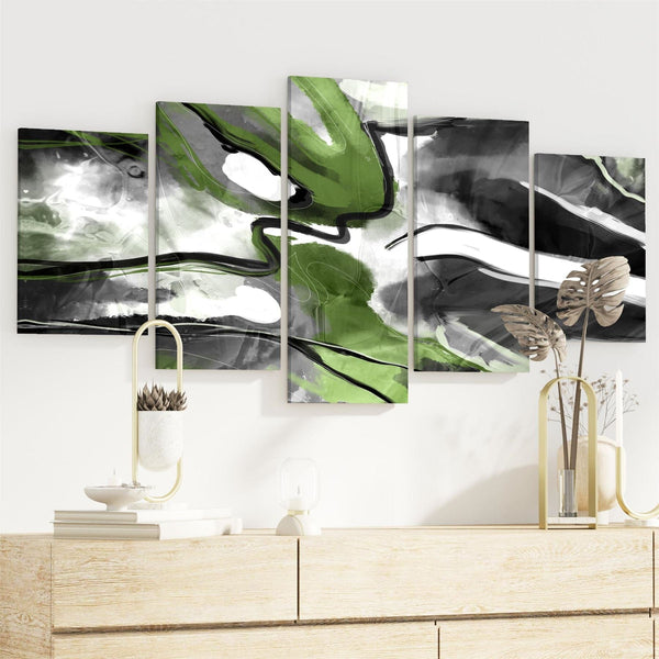 Abstract Lime Green Black Graphic Canvas Art Prints