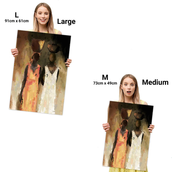 Orange White Figurative Ethnic African Woman Canvas Art Prints
