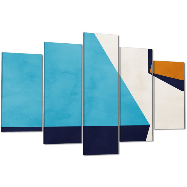 Abstract Blue Orange Triangles Geometric Design Canvas Art Prints - 11302