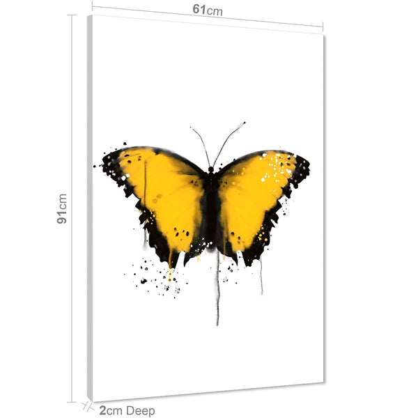 Butterfly Canvas Wall Art Print - Yellow Black