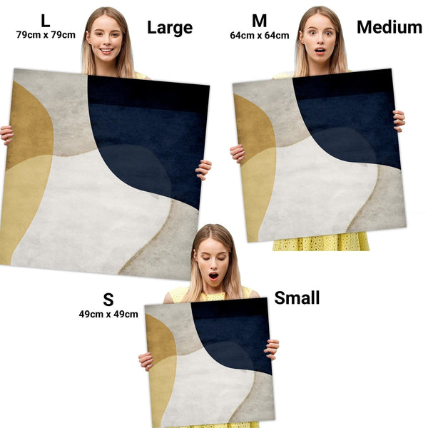 Abstract Mustard Navy Design Canvas Wall Art Print