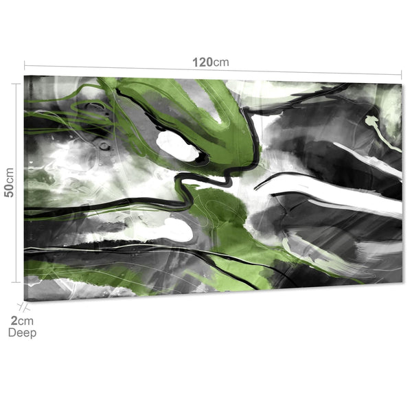 Abstract Lime Green Black Graphic Canvas Art Prints