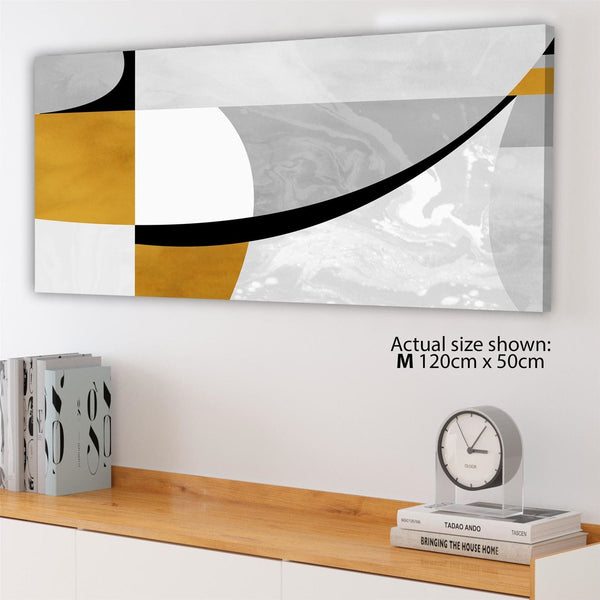 Abstract Mustard Yellow Grey Painting Canvas Art Pictures