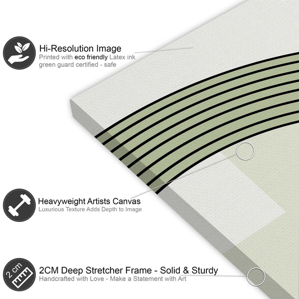Abstract Sage Green Yellow Geometric Design Canvas Art Prints