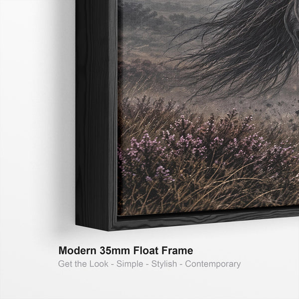 Black Friesian Horses - Majestic - Framed Pair Canvases Set 2
