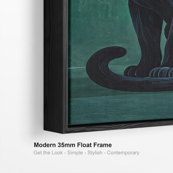 Guardians - Black Green Panthers - Framed Pair Canvases - Set 2