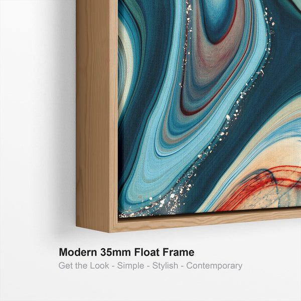 Extra Large Framed Wall Art Pictures for Living Room - Teal Blue Abstract - Set of 3 - XXL 212cm Wide