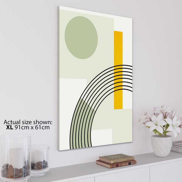 Abstract Sage Green Yellow Geometric Design Canvas Art Prints
