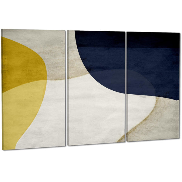 Abstract Mustard Navy Design Canvas Wall Art Print