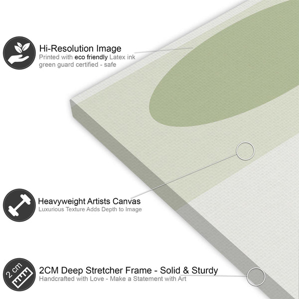 Abstract Sage Green Yellow Geometric Design Canvas Art Prints