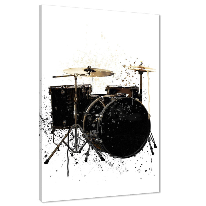 Drum Kit Canvas Wall Art Picture Black and White Music Themed - 1RP962M
