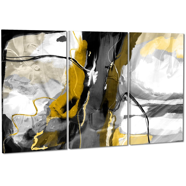 Abstract Mustard Grey Illustration Framed Art Pictures