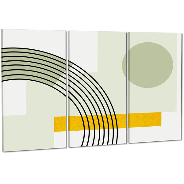 Abstract Sage Green Yellow Geometric Design Canvas Art Prints