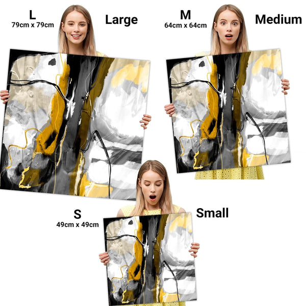 Abstract Mustard Grey Illustration Framed Art Pictures