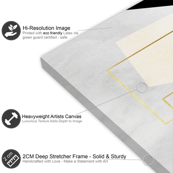 Mustard Yellow Black Geometric Canvas Art Pictures