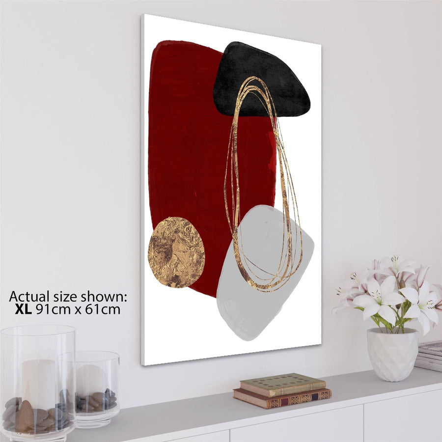 Abstract Red Black Gold Design Canvas Art Pictures