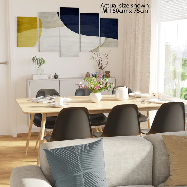 Abstract Mustard Navy Design Canvas Wall Art Print