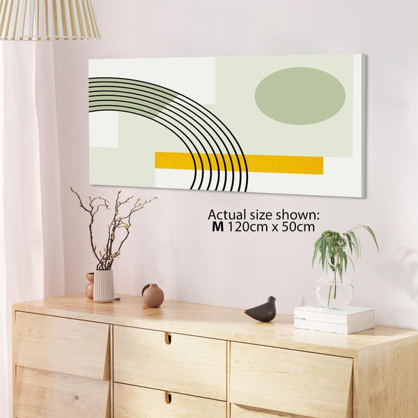 Abstract Sage Green Yellow Geometric Design Canvas Art Prints