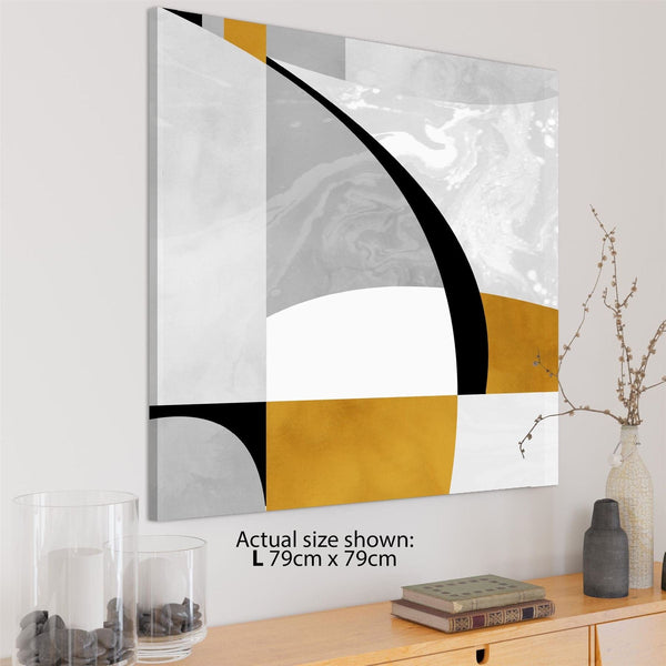 Abstract Mustard Yellow Grey Painting Canvas Art Pictures