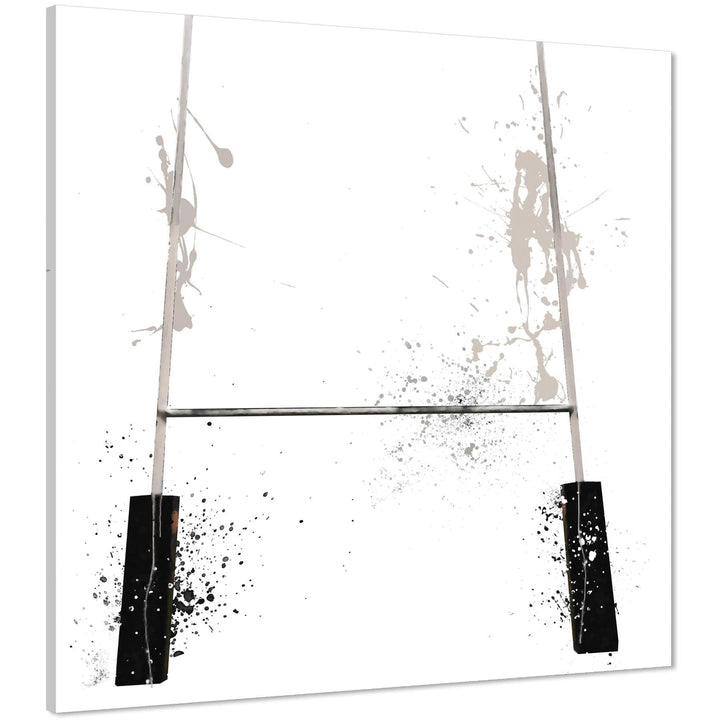Rugby Goal Posts Canvas Wall Art Print Black Grey - 1s1190S