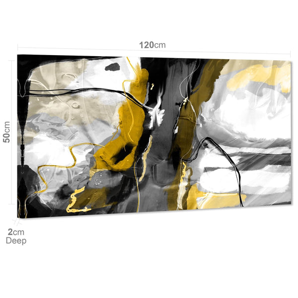 Abstract Mustard Grey Illustration Framed Art Pictures