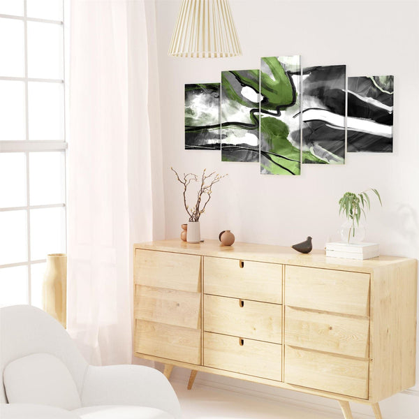 Abstract Lime Green Black Graphic Canvas Art Prints