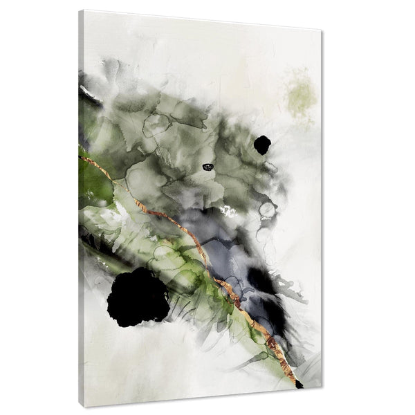 Abstract Lime Green Grey Painting Canvas Wall Art Print