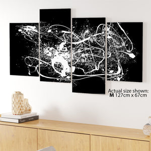 Abstract Black and White Pollock Inspired Style Framed Wall Art Picture