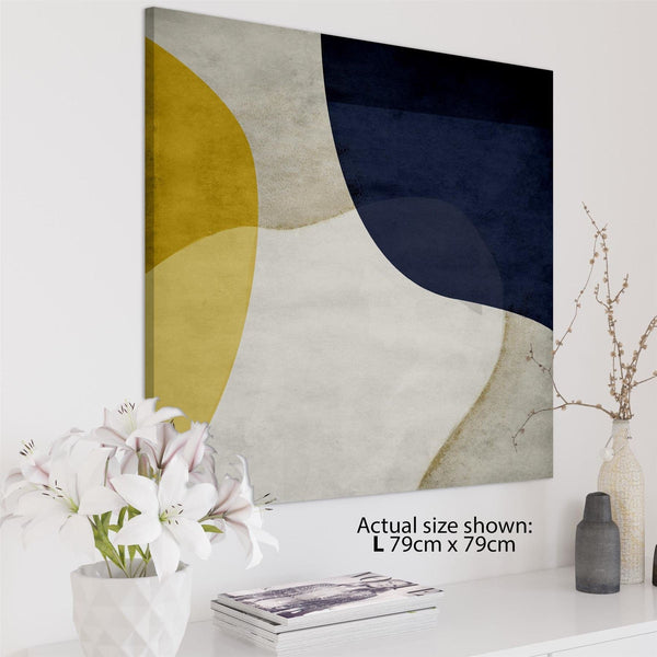 Abstract Mustard Navy Design Canvas Wall Art Print
