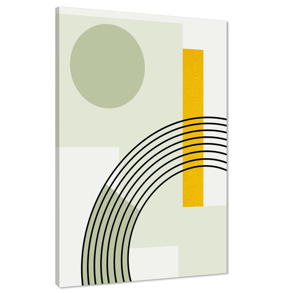 Abstract Sage Green Yellow Geometric Design Canvas Art Prints