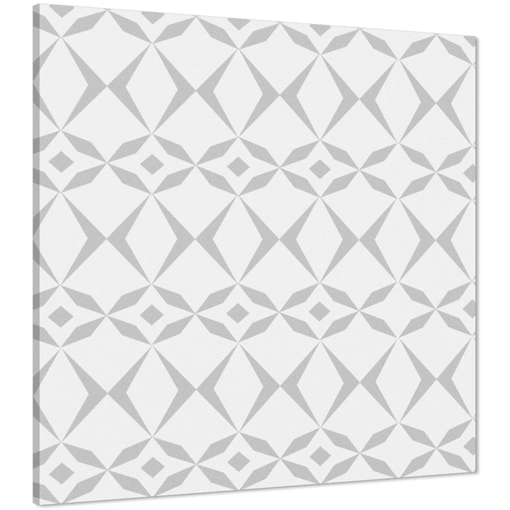 Grey White Geometric Illustration Canvas Wall Art Picture - 1789
