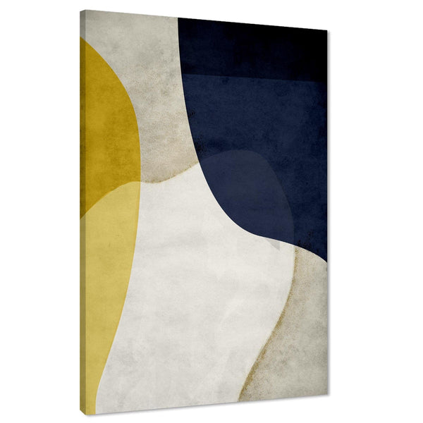Abstract Mustard Navy Design Canvas Wall Art Print