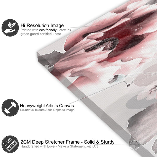 Blush Pink Grey Flowers Floral Framed Art Prints