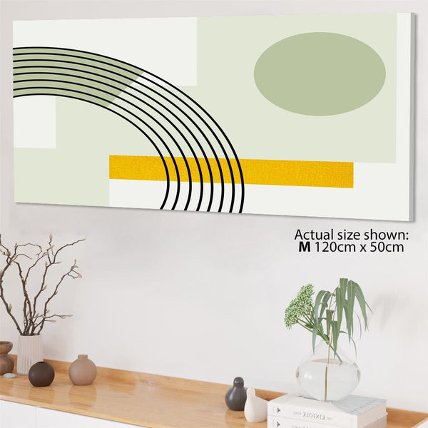 Abstract Sage Green Yellow Geometric Design Canvas Art Prints