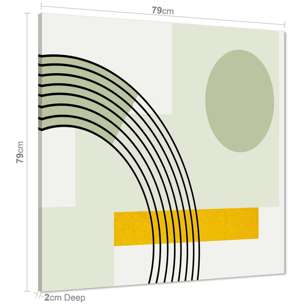 Abstract Sage Green Yellow Geometric Design Canvas Art Prints