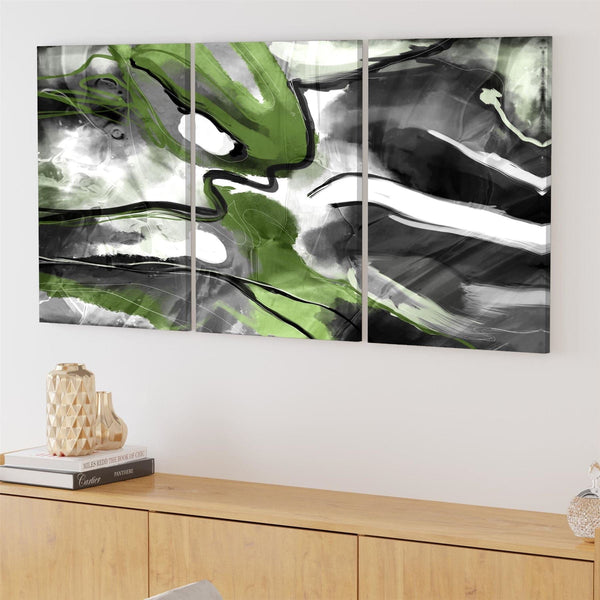 Abstract Lime Green Black Graphic Canvas Art Prints