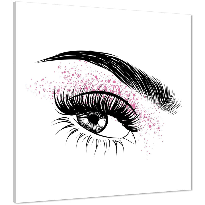 Black and White Pink Fashion Canvas Wall Art Print Eye close-up Pink Eyeshadow - 1s1449S