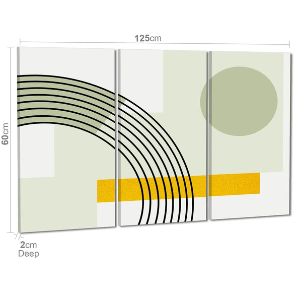 Abstract Sage Green Yellow Geometric Design Canvas Art Prints