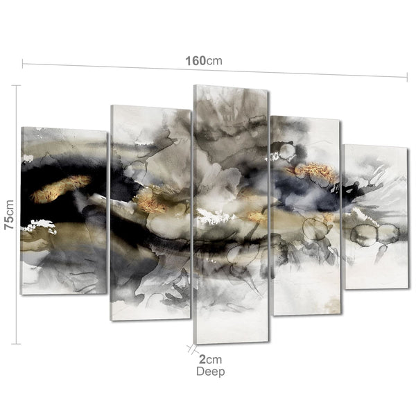 Abstract Black and White Gold Design Canvas Art Prints