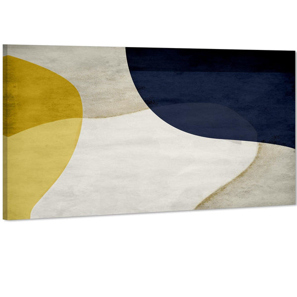 Abstract Mustard Navy Design Canvas Wall Art Print