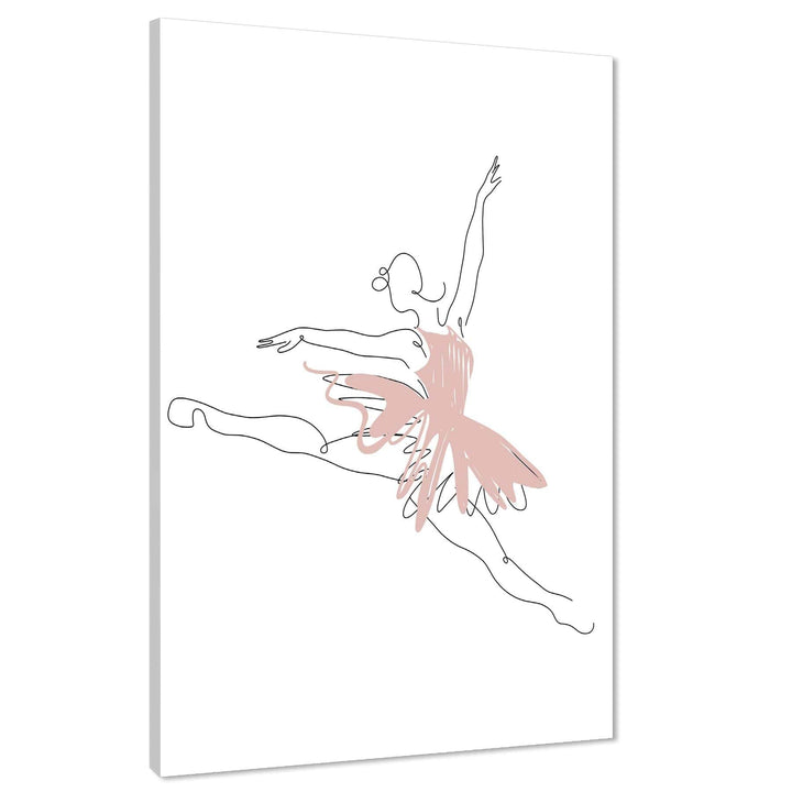Pink White Figurative Ballet Dancer Canvas Wall Art Picture - 1RP893M